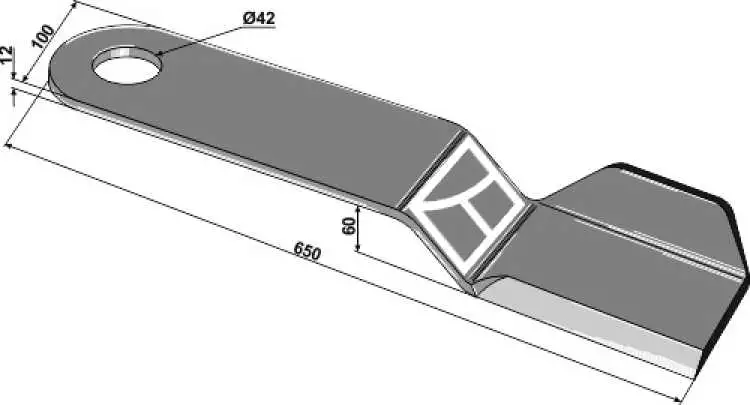 Messer 650x100mm - linke Ausführung